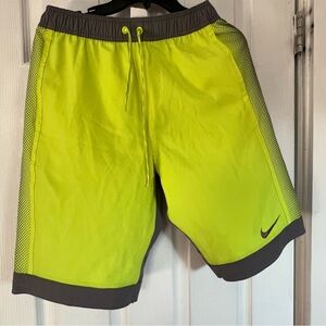 Nike Mesh Lined Volley Swim Shorts for Boys Neon Yellow Volt Gray Sz Small